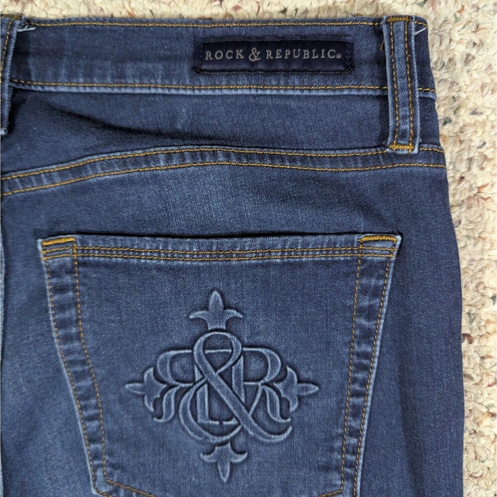 Rock & Republic Kasandra Blue Jeans Bootcut Womens 14 M Stretch Embossed Pockets - Picture 10 of 10